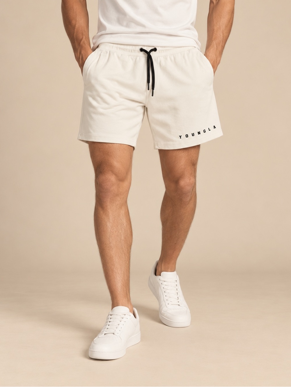 YoungLA Immortal Jogger Shorts Cream Size M